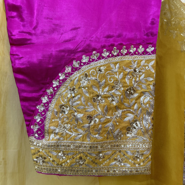 Yellow Magenta Vintage Aari Taari Work Suit