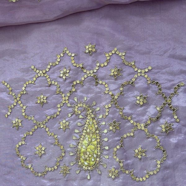 Purple Color Blocked Pastel Lehenga