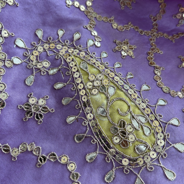 Purple Color Blocked Pastel Lehenga