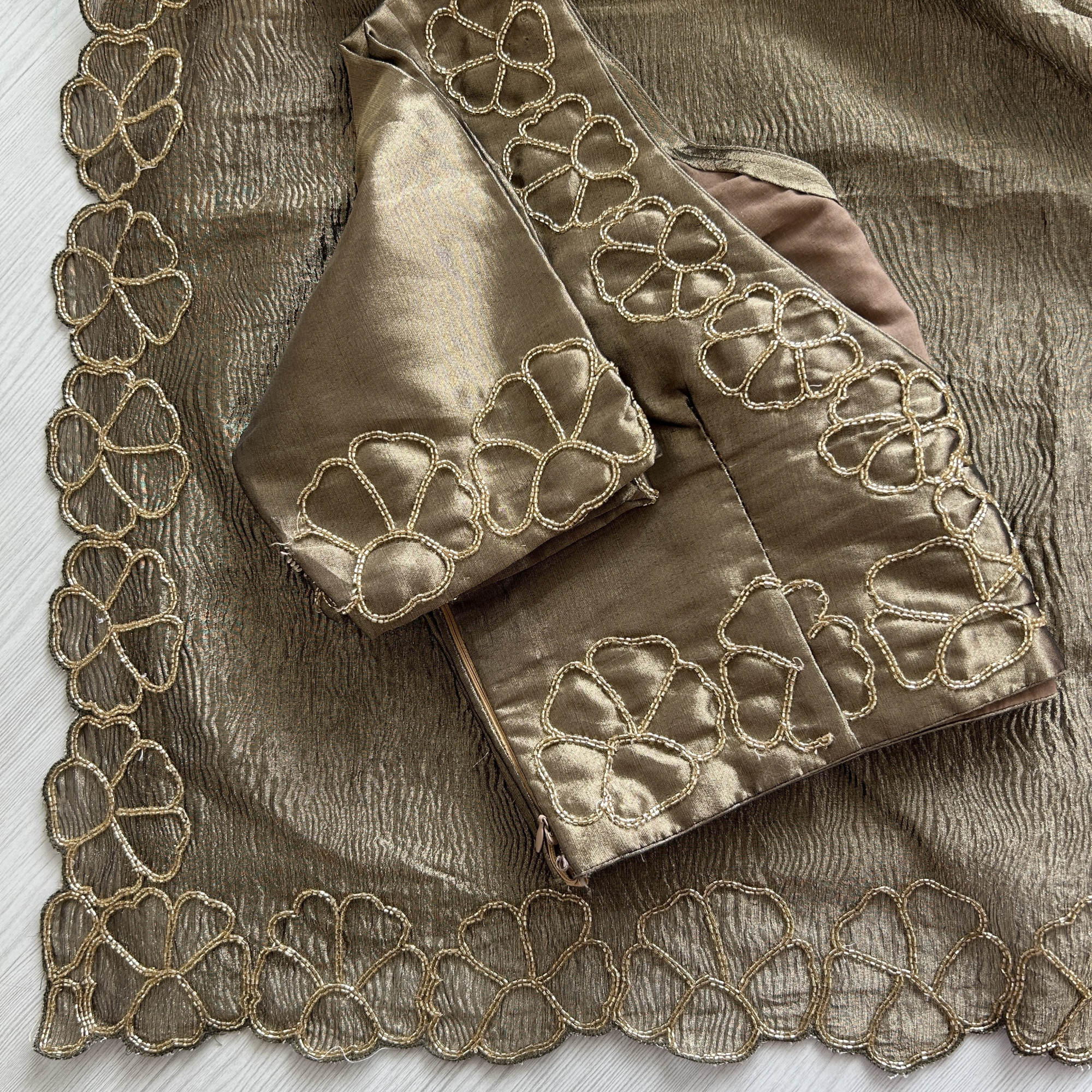 Copper Cutdana Tissue Saree