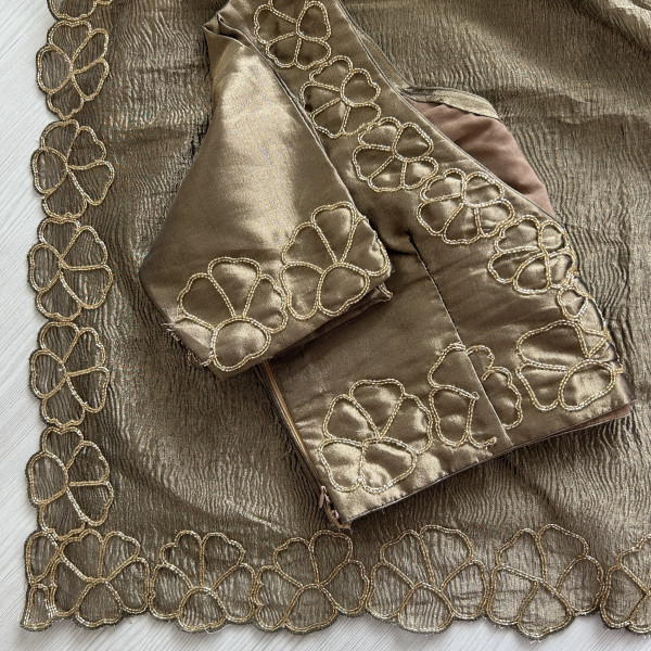 Copper Cutdana Tissue Saree