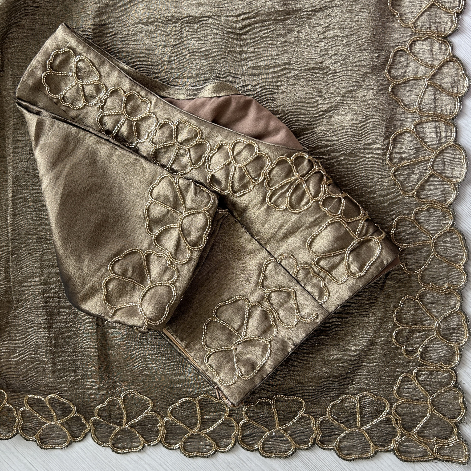 Copper Cutdana Tissue Saree