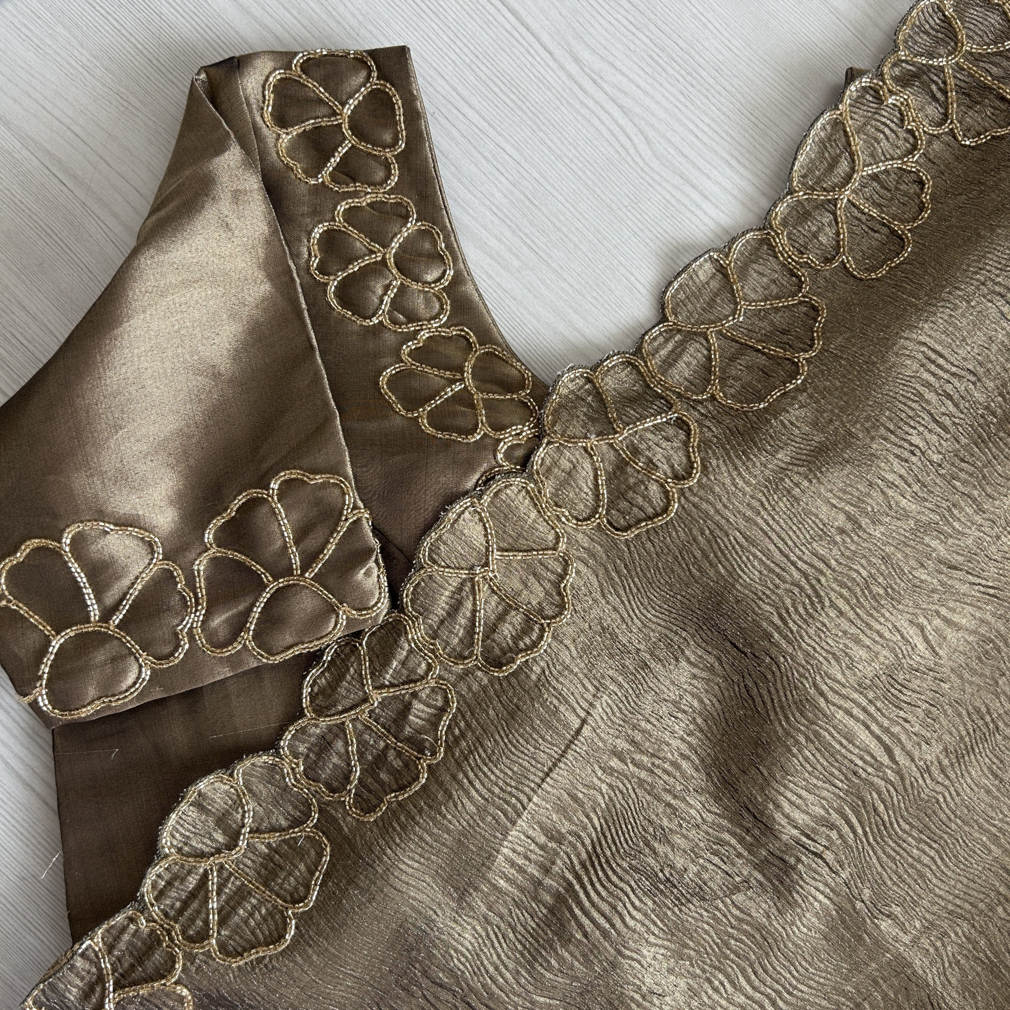 Copper Cutdana Tissue Saree