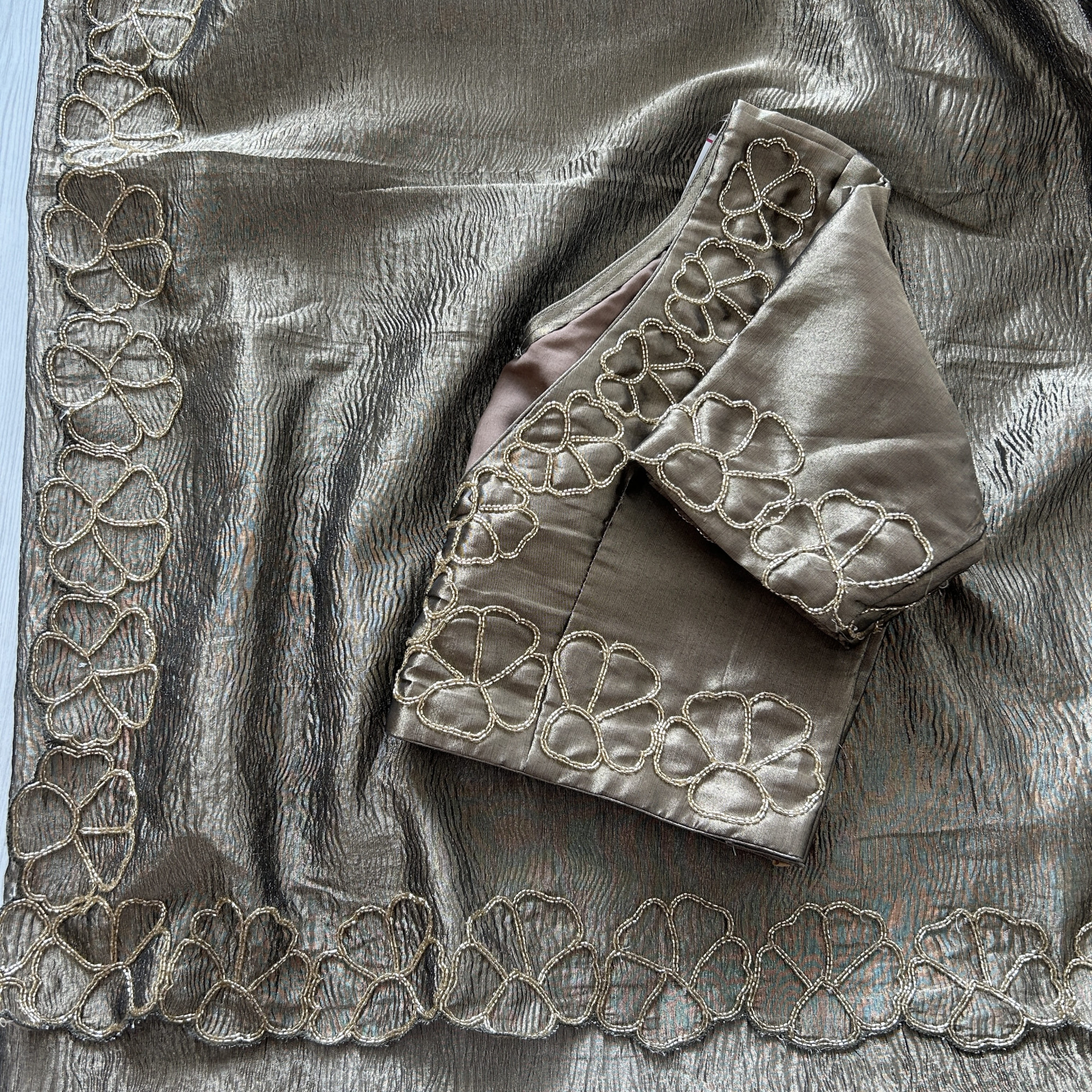 Copper Cutdana Tissue Saree