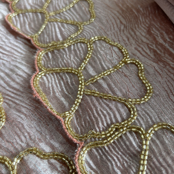 Rose Gold Cutdana Work Tissue Saree