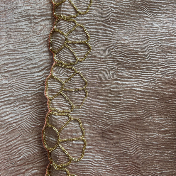 Rose Gold Cutdana Work Tissue Saree