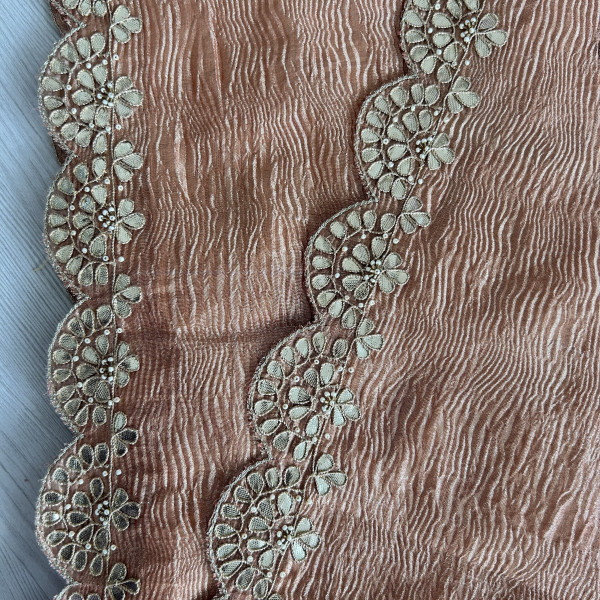 Peach Tissue Gotapatti Scallop Work Saree