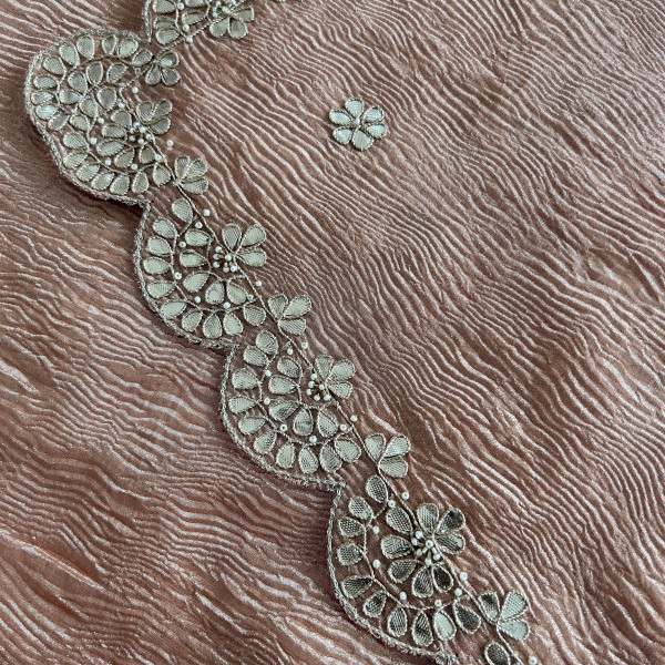 Peach Tissue Gotapatti Scallop Work Saree