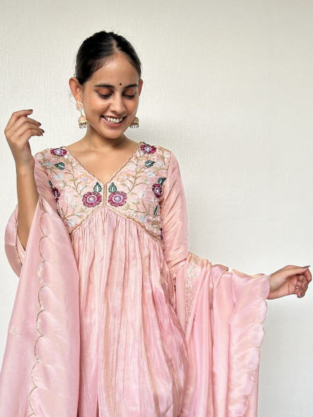 Subtle Pink Indo-western Outfit