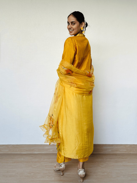 Hand-Painted Ombre Yellow Suit Set