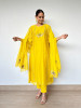 Bright Yellow Suit Set with Peacock Embroidery