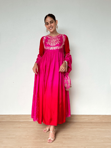 Ombre Shaded Hand-embroidered Suit Set
