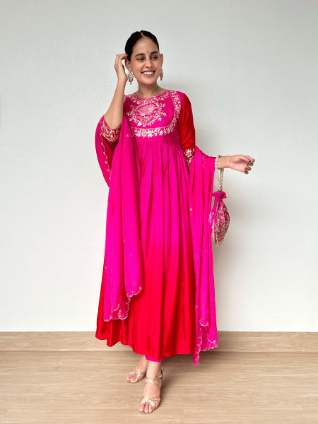 Ombre Shaded Hand-embroidered Suit Set