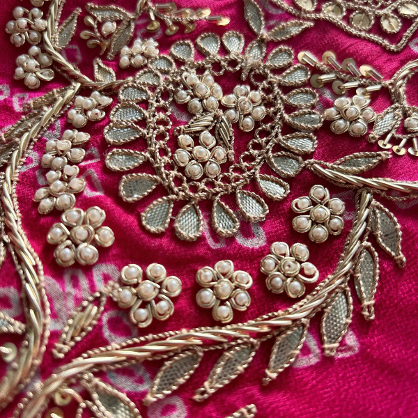Magenta Pink Bandhani Gotapatti Work Indo Western