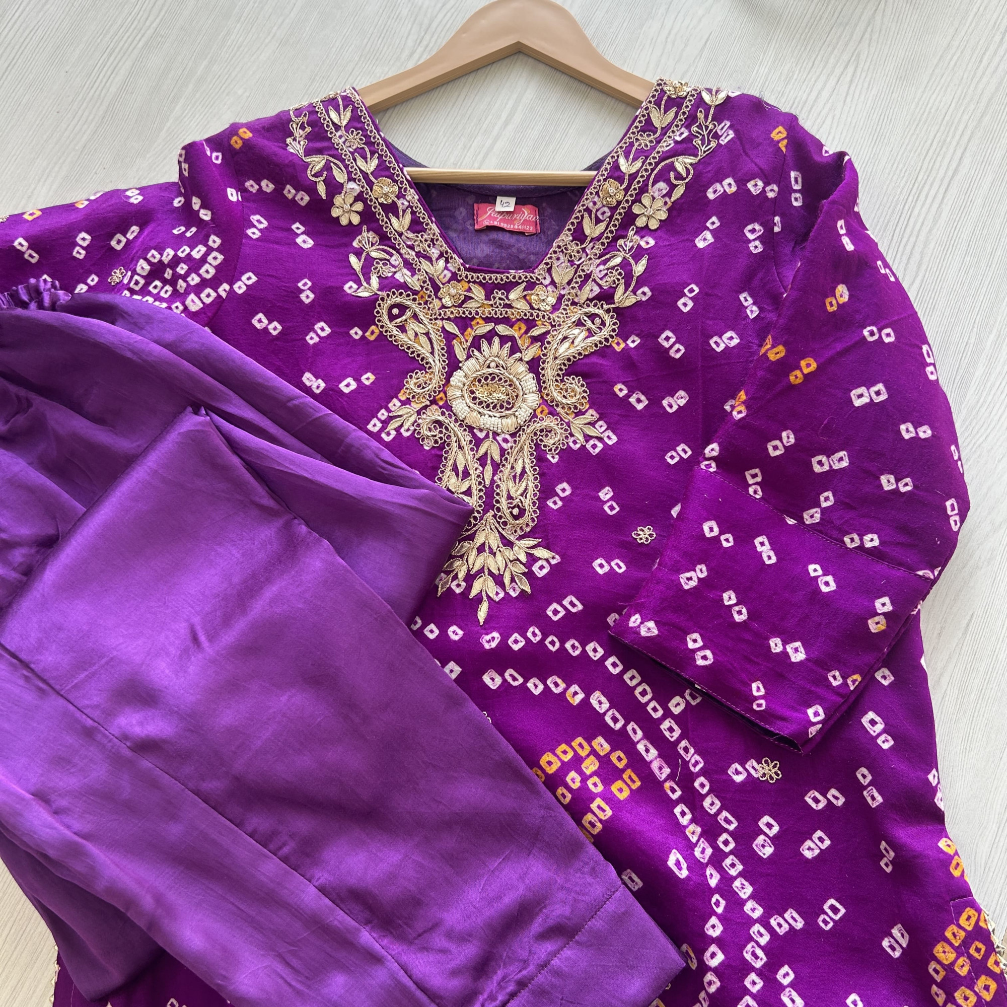 Purple Bandhani Gajji Silk Suit
