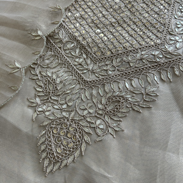Golden Ivory Gotapatti Work Tissue Unstitched Suit