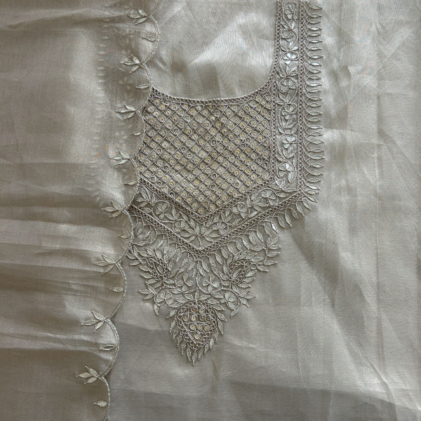 Golden Ivory Gotapatti Work Tissue Unstitched Suit