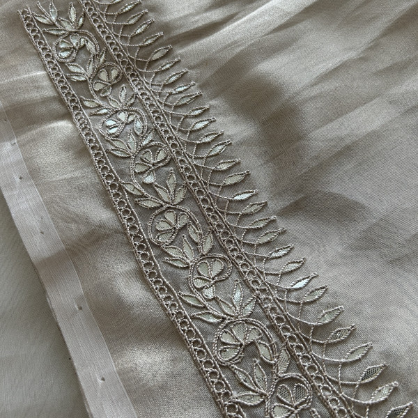 Golden Ivory Gotapatti Work Tissue Unstitched Suit
