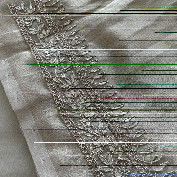 Golden Ivory Gotapatti Work Tissue Unstitched Suit