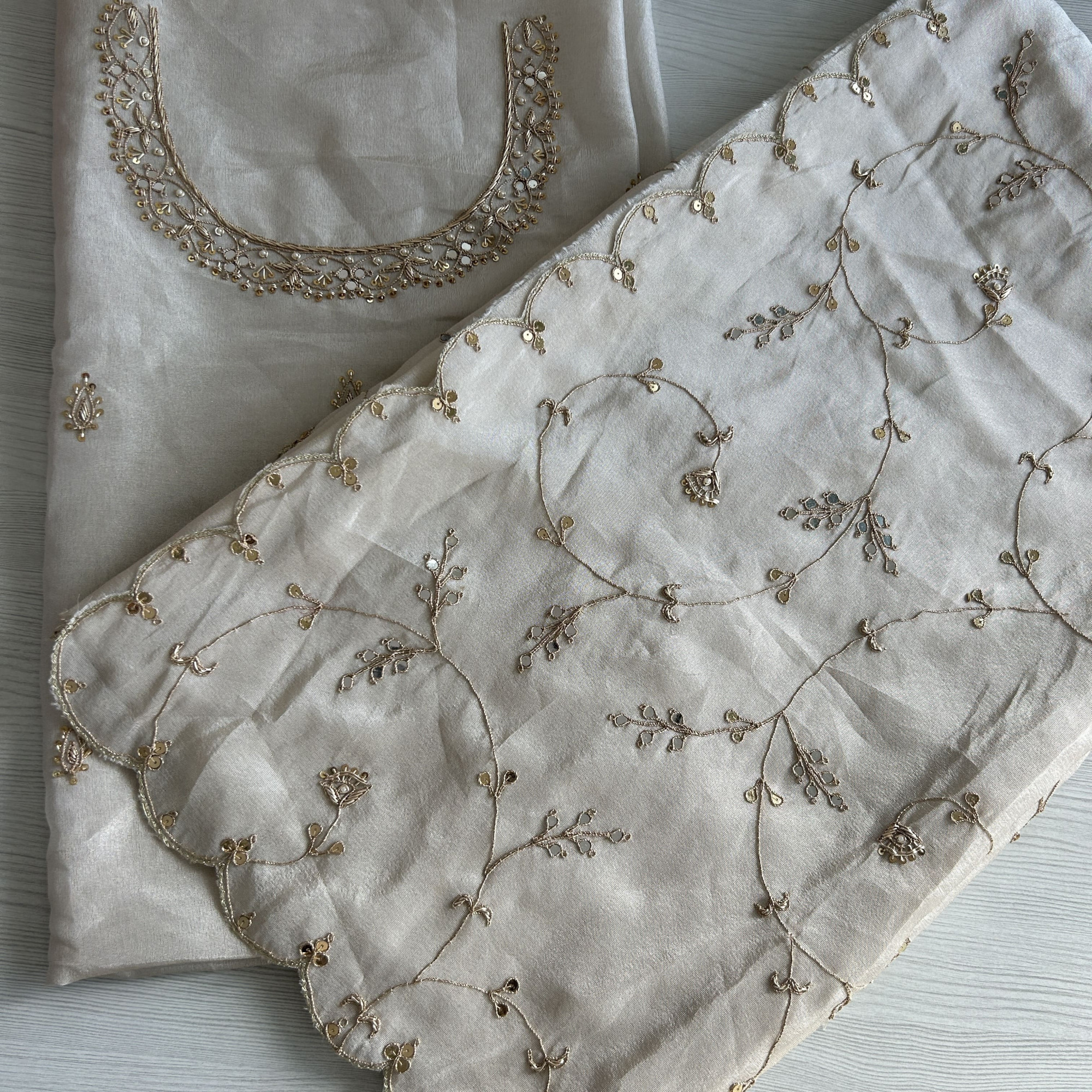 Classic Ivory Zardozi Work Saree
