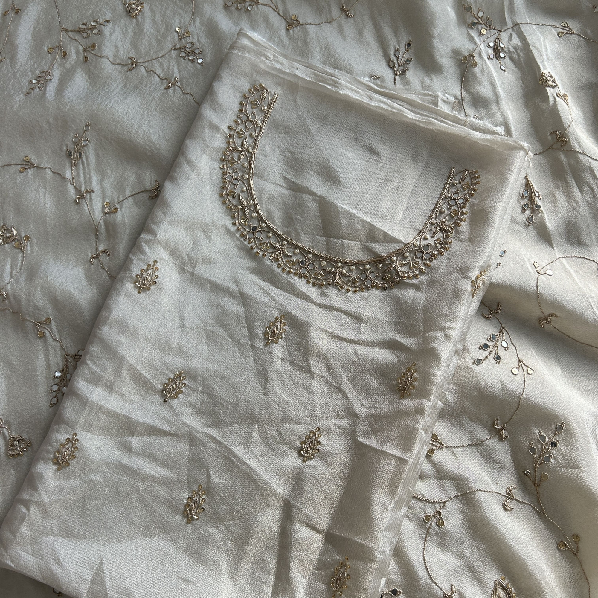 Classic Ivory Zardozi Work Saree