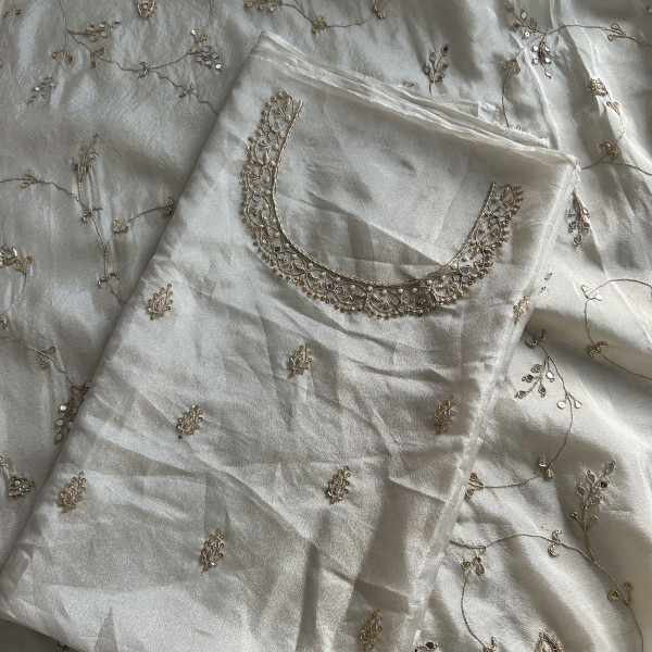 Classic Ivory Zardozi Work Saree