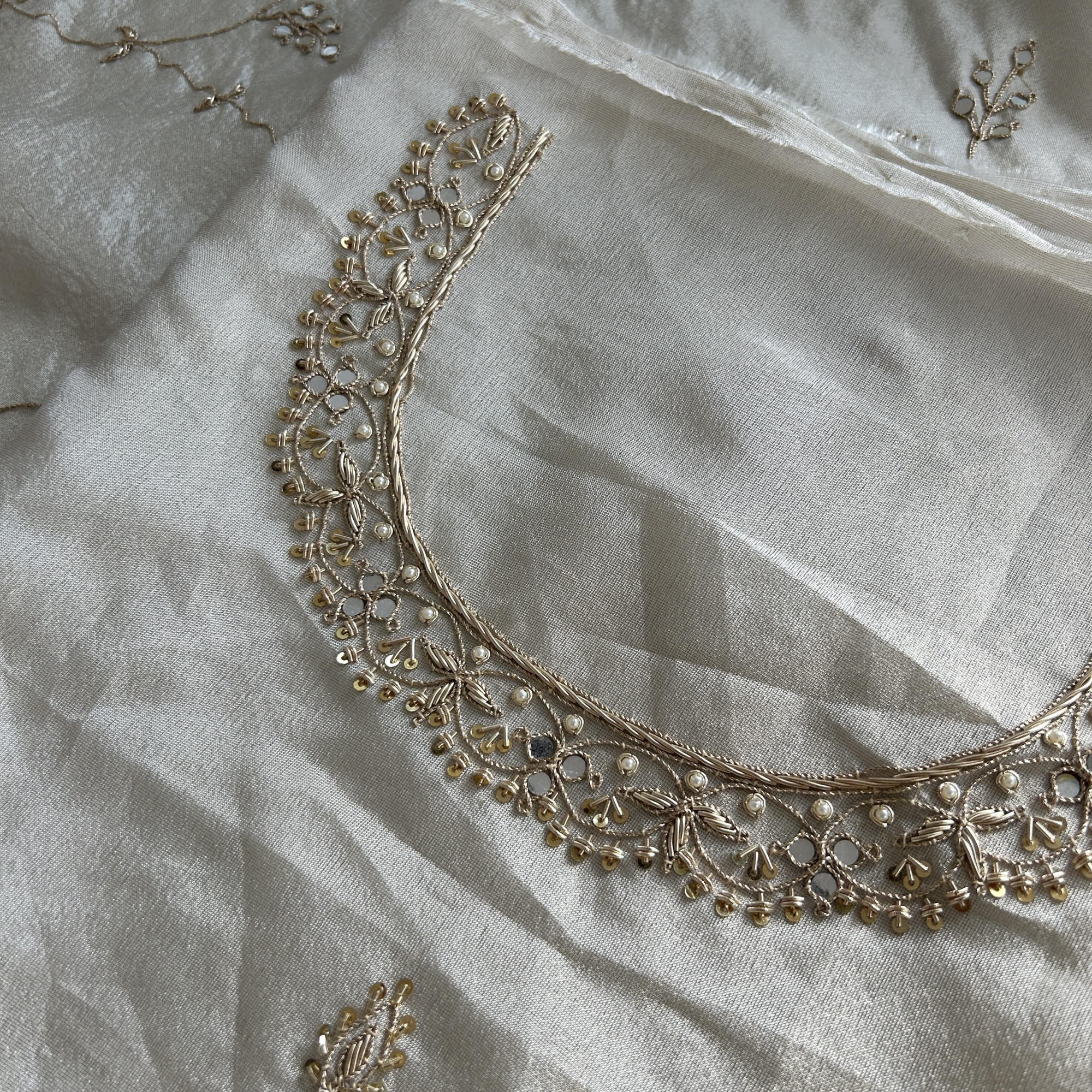 Classic Ivory Zardozi Work Saree