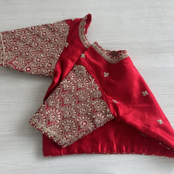 Magenta Red Leheriya Tussar Silk Saree