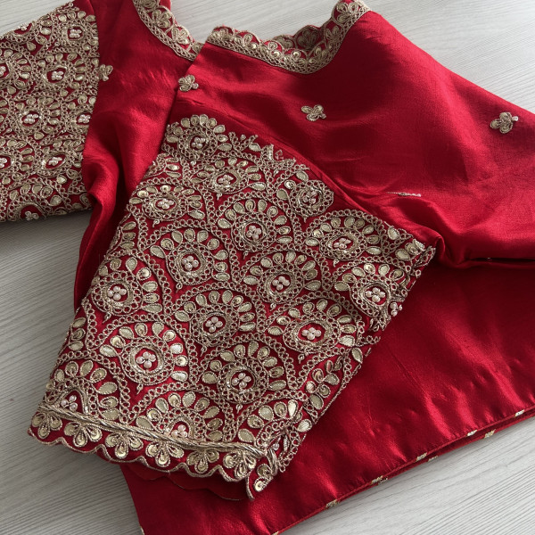 Magenta Red Leheriya Tussar Silk Saree