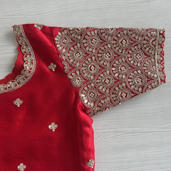 Magenta Red Leheriya Tussar Silk Saree