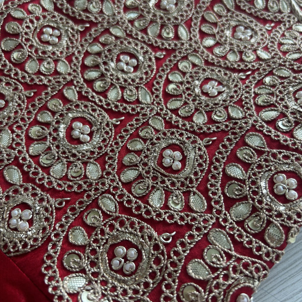 Magenta Red Leheriya Tussar Silk Saree