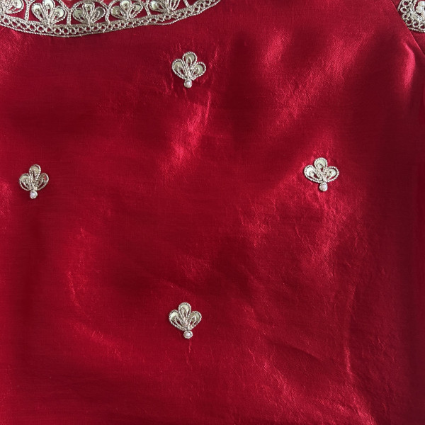 Magenta Red Leheriya Tussar Silk Saree