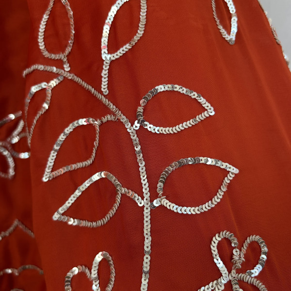 Rust Orange Sequins Work Lehenga