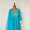 Sky Blue Mul Chanderi Kurta Set