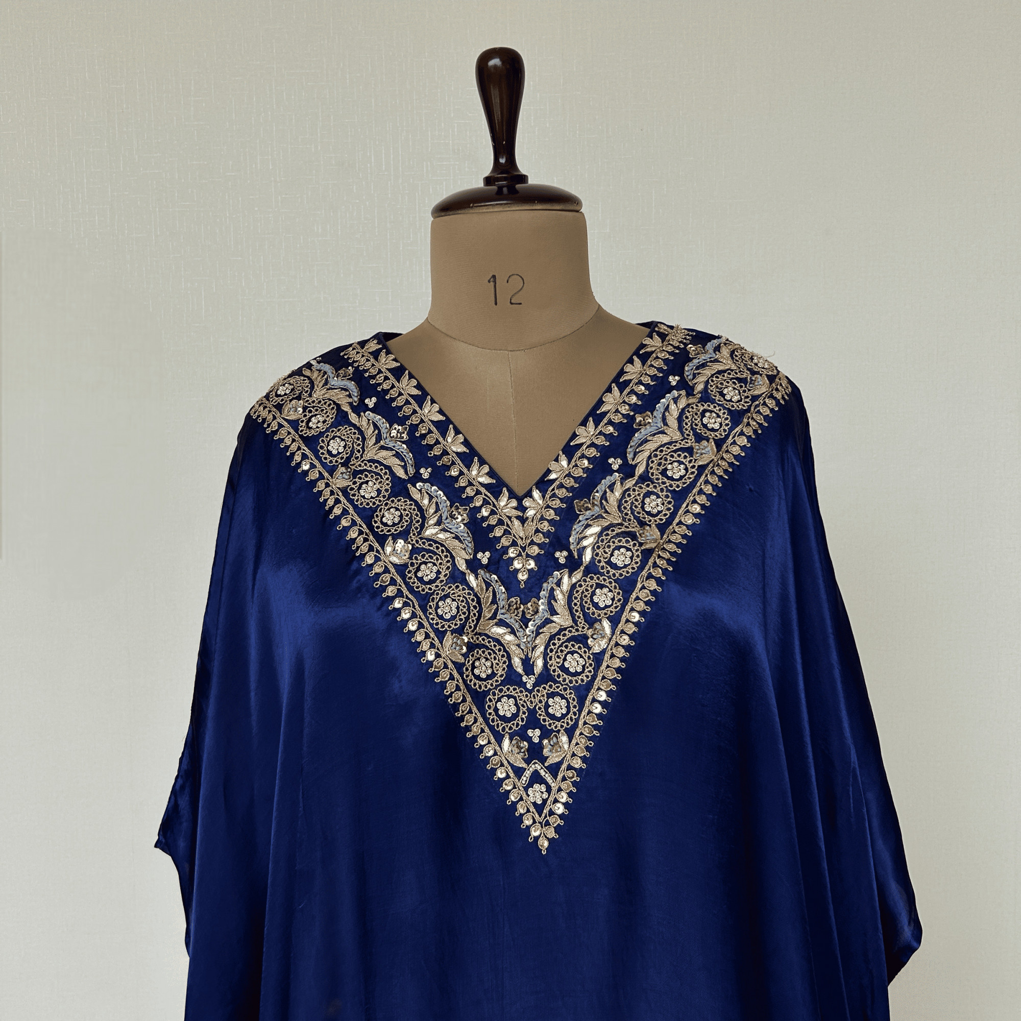Royal Blue Cape Kaftan with Dhoti Skirt