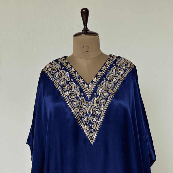 Royal Blue Cape Kaftan with Dhoti Skirt