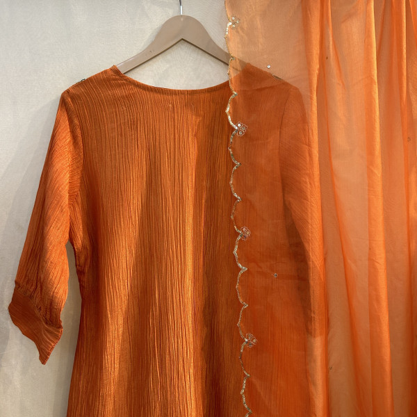 Bright Orange Crushed Tissue Suit Set