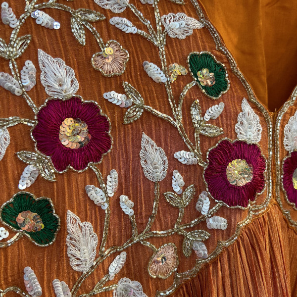 Bright Orange Crushed Tissue Suit Set