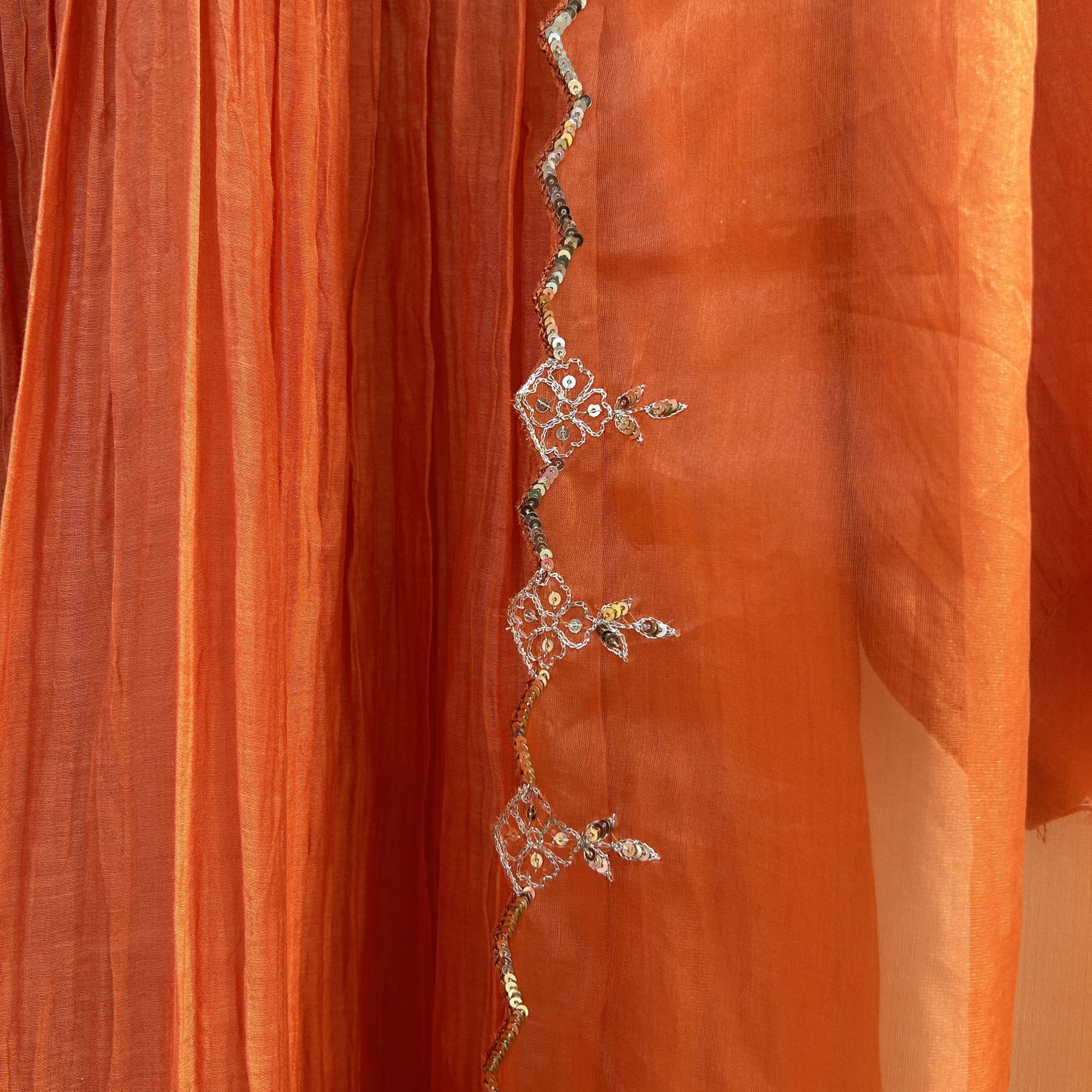 Bold Orange Hand-Embroidered Suit Set