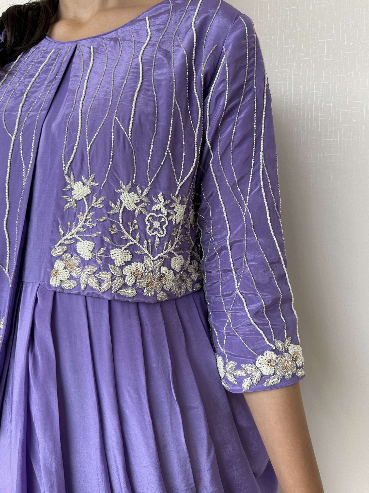 Lavender Natural Crepe Dhoti Style One-Piece