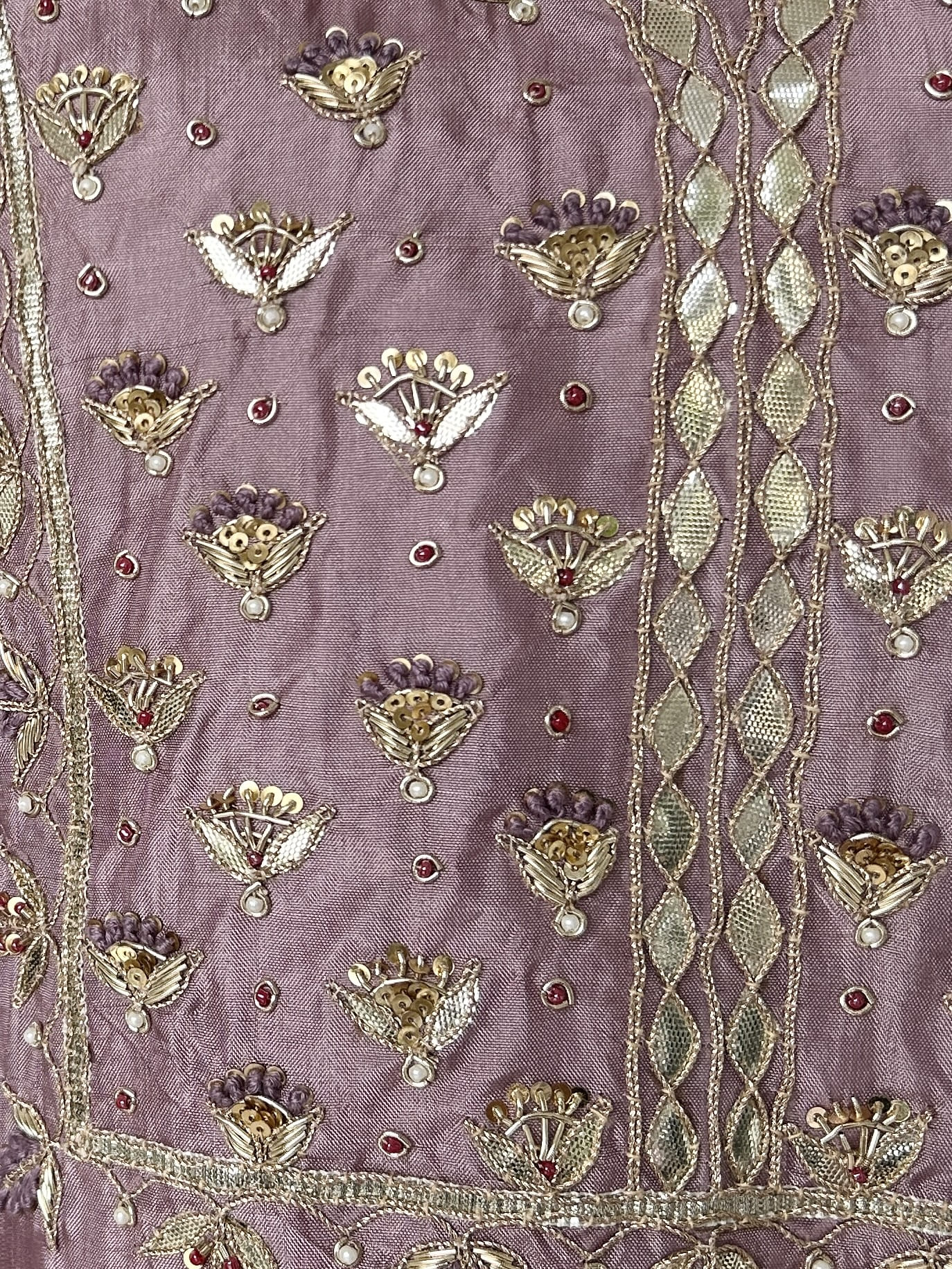 Mauve Silk Kurta and Palazzo Set with Gota Patti Embroidery