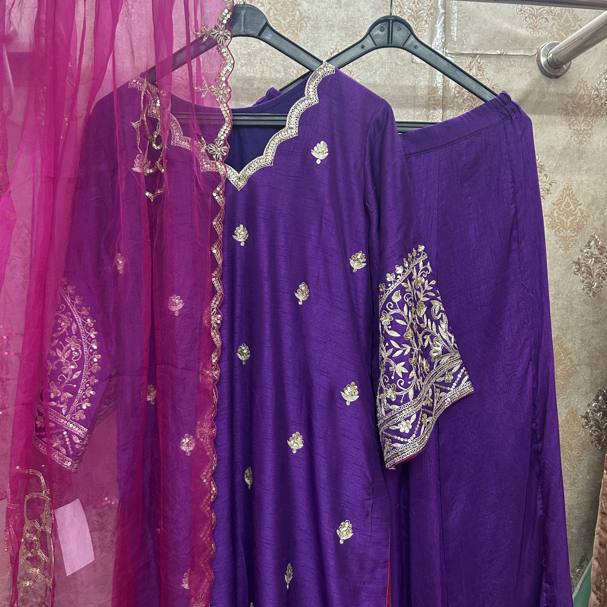 Purple Magenta Vintage Aari Taari Work Suit