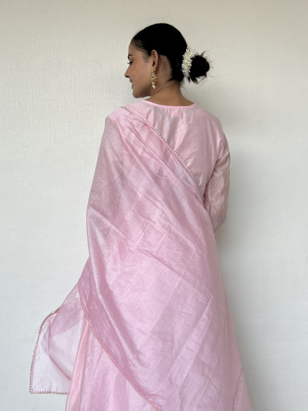 Light Pink Chanderi Suit Set with Gota Patti Embroidery