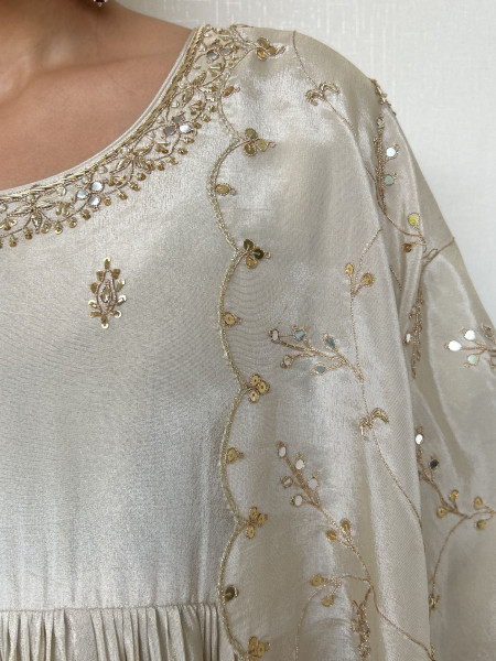 Ivory Tissue Hand Embroidered Suit Set