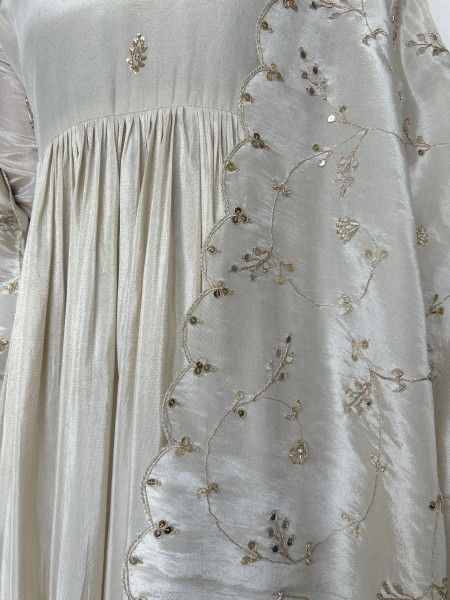 Ivory Tissue Hand Embroidered Suit Set