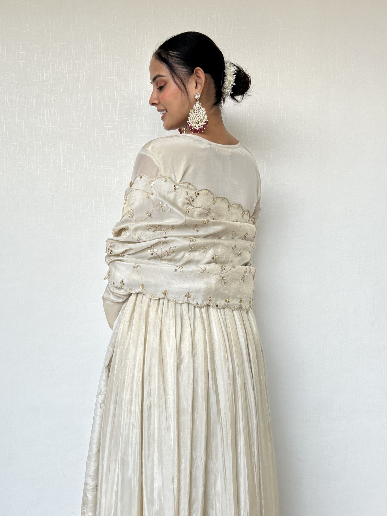Ivory Tissue Hand Embroidered Suit Set