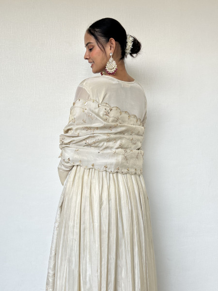 Ivory Tissue Hand Embroidered Suit Set