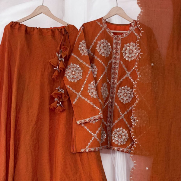 Rust Orange Marodi Work Indo Western