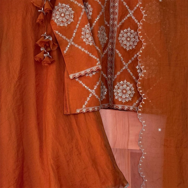 Rust Orange Marodi Work Indo Western