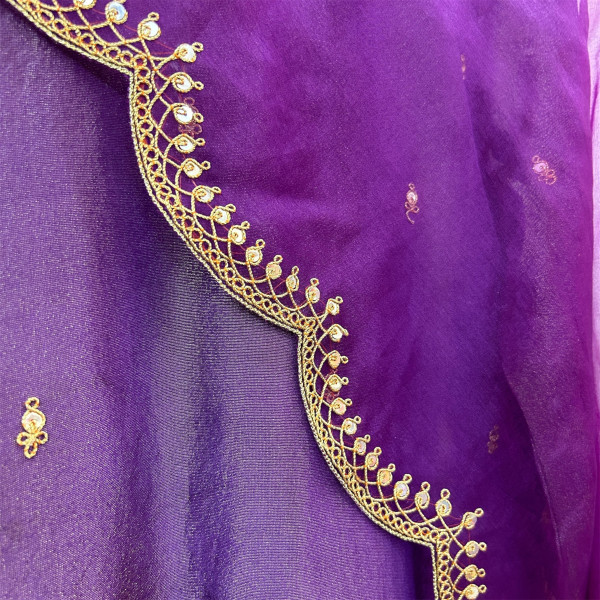 Purple Tissue Indowestern With Marodi Work